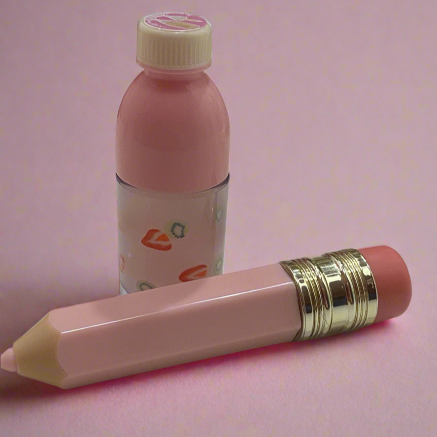 pink pencil drink bottle lip gloss