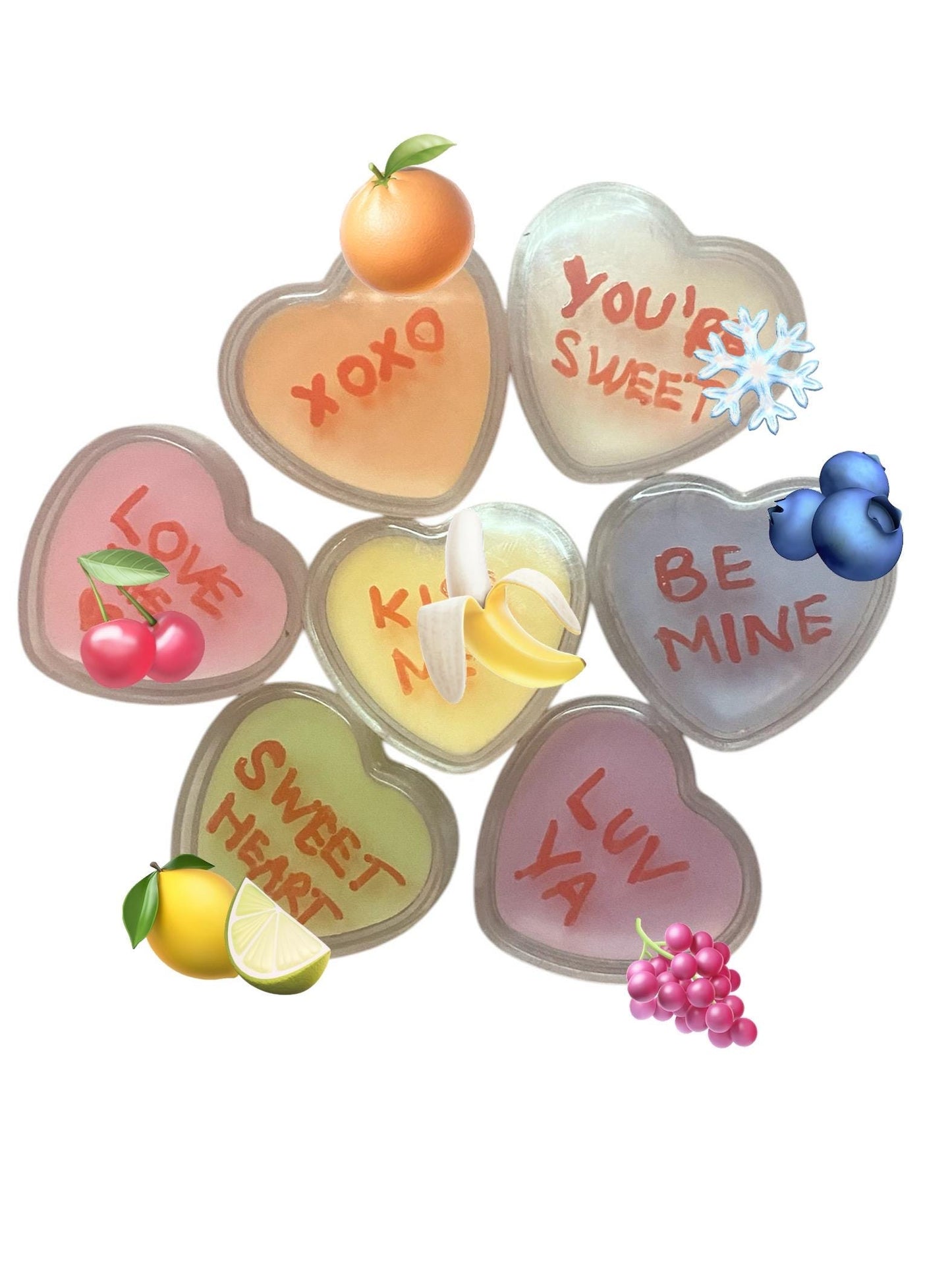 Candy conversation Heart shaped Lip Balm set