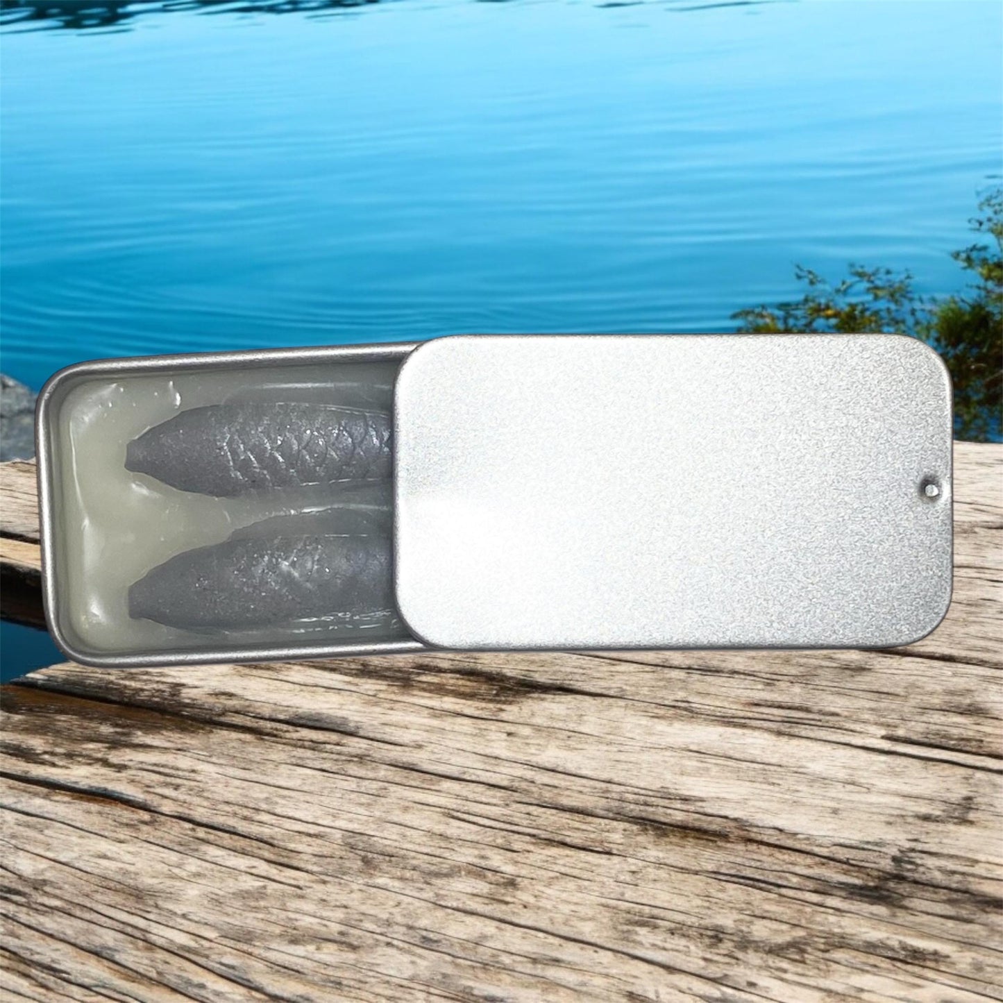 Sardine can tin silver fish lip balm (5g), gag gift, novelty lip balm/gloss