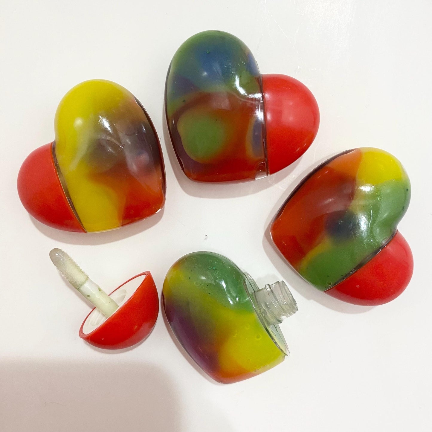 Rainbow swirl heart shaped novelty lip gloss (5ml)