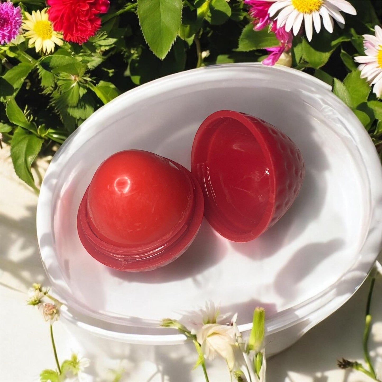Strawberry shaped novelty lip balm
