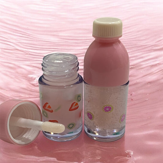 pink drink bottle lip gloss duo 🍓🍋🥝