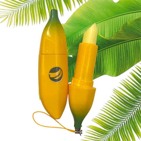 banana flavored shaped novelty fruit lip balm with keychain (3.5g)
