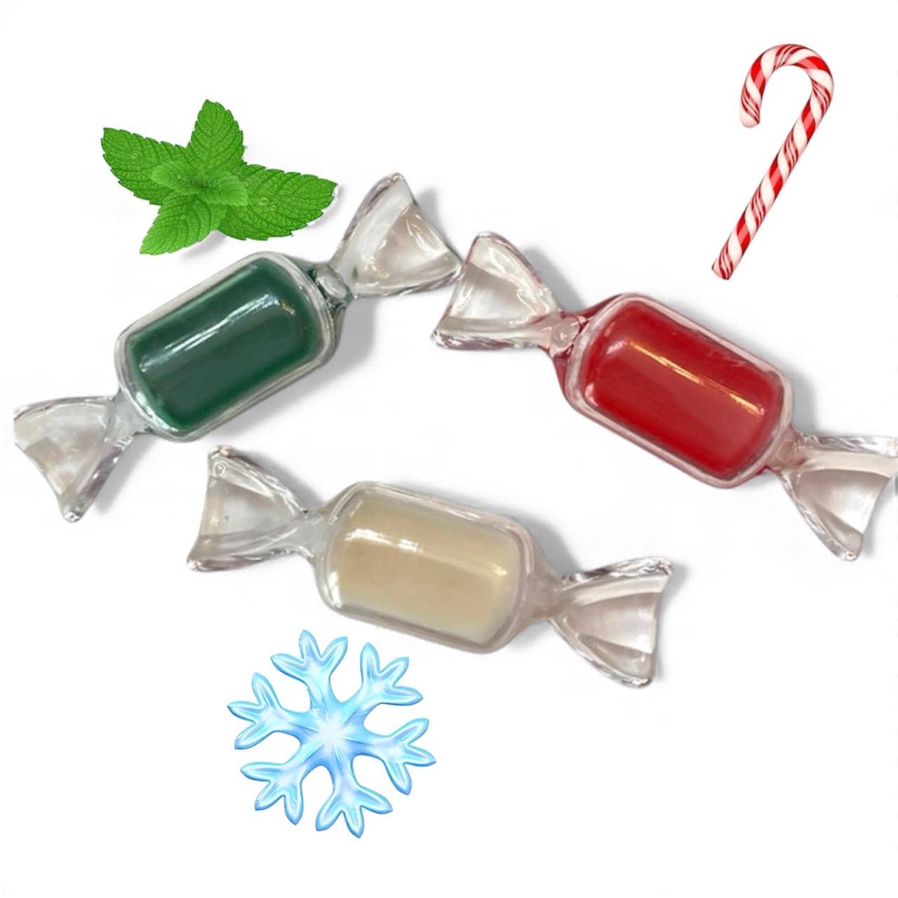 mint candy lip balm, Christmas lip balm trio (7.5g each)