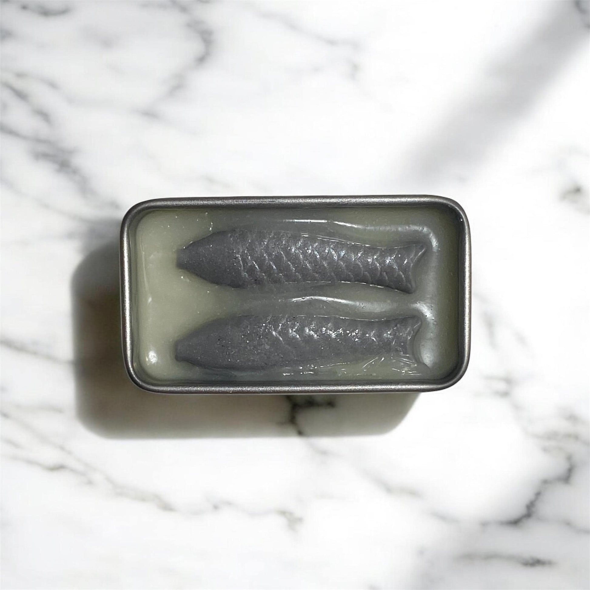 Sardine can tin silver fish lip balm (5g), gag gift, novelty lip balm/gloss