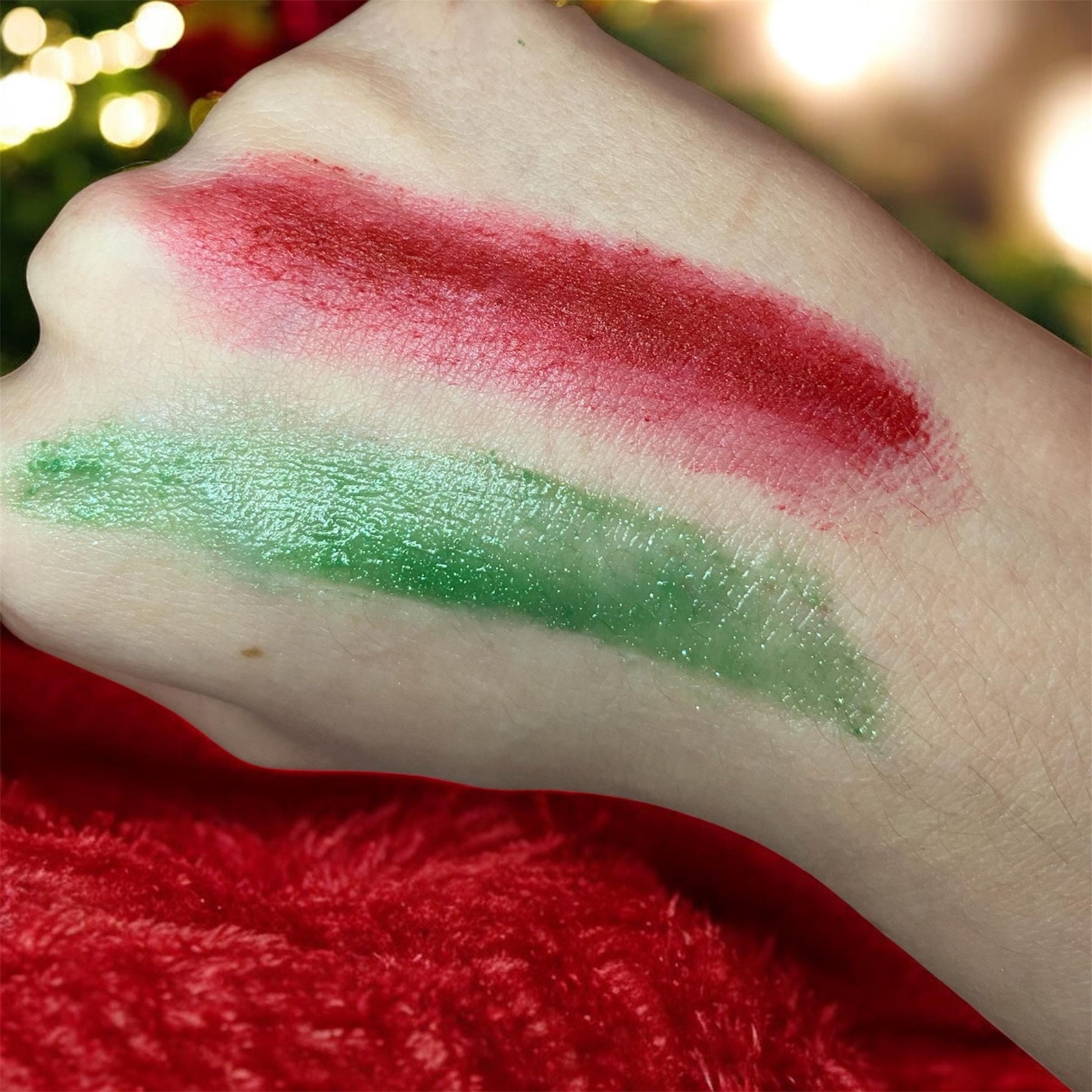 Wizard of oz (inspired) emerald and ruby shaped diamond lip gloss/balm duo, Christmas gift/stocking stuffer