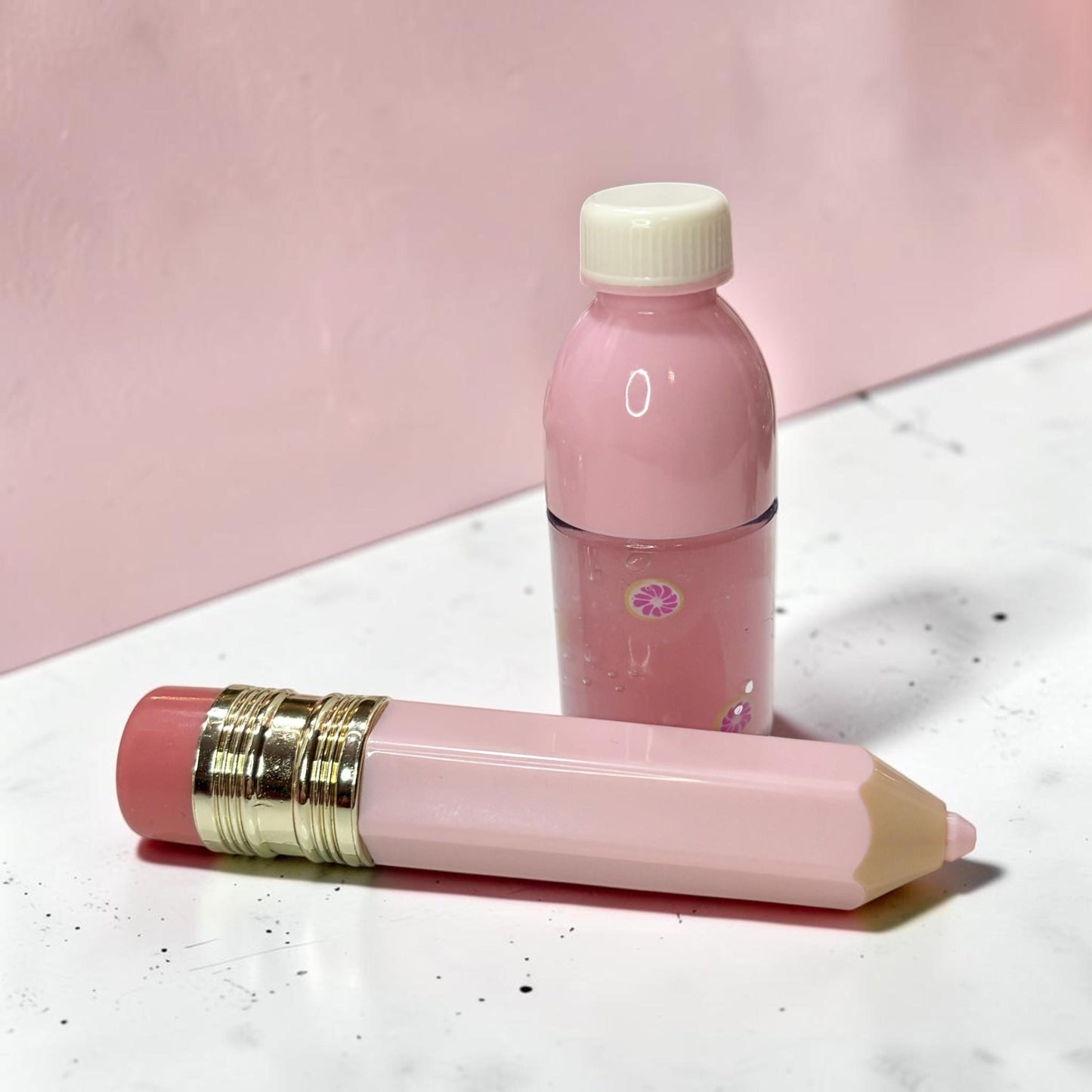 pink pencil drink bottle lip gloss