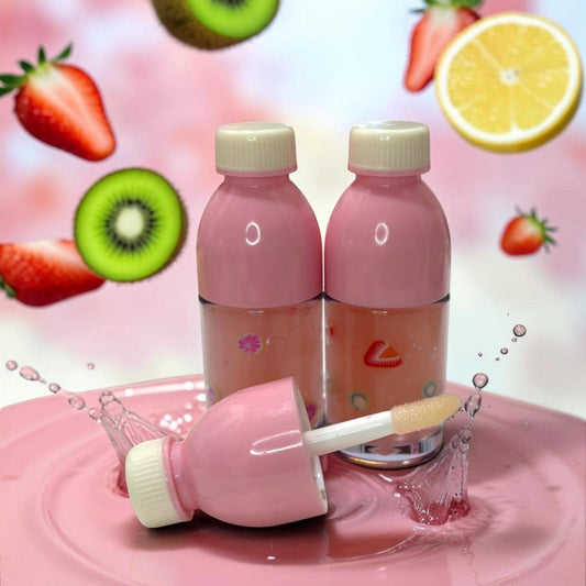 pink drink bottle lip gloss duo 🍓🍋🥝