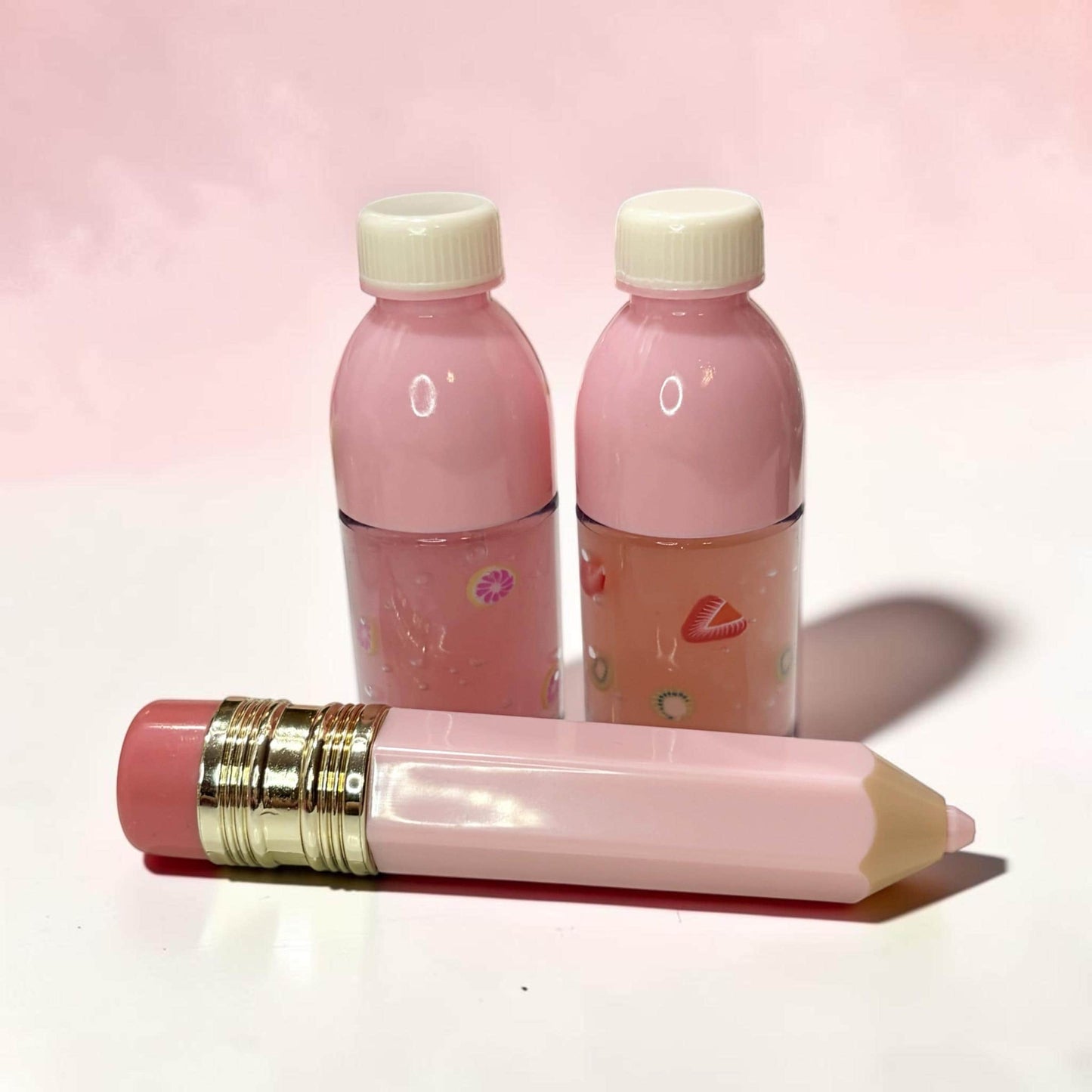 pink pencil drink bottle lip gloss