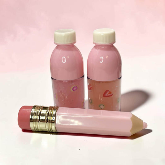 pink pencil drink bottle lip gloss