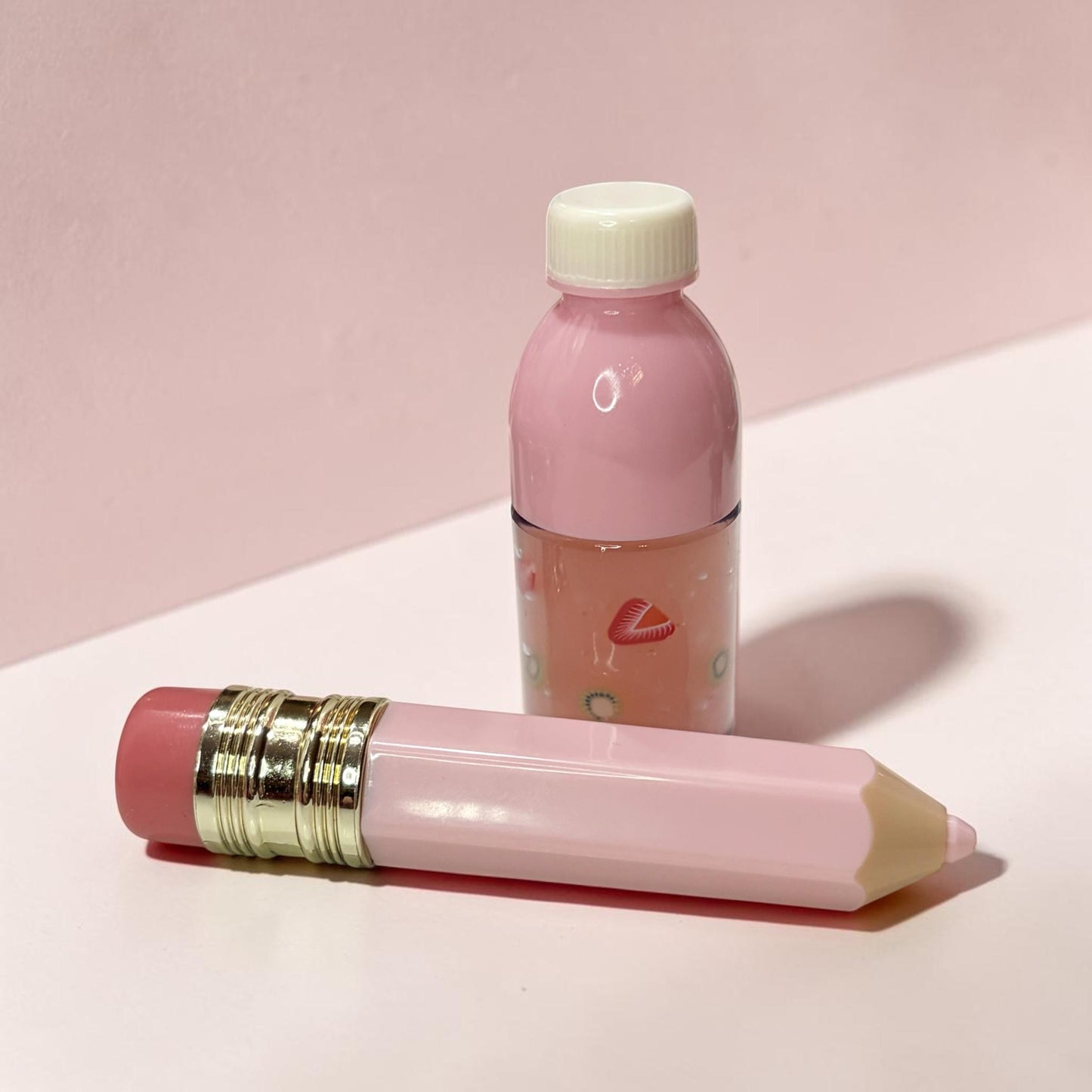 pink pencil drink bottle lip gloss