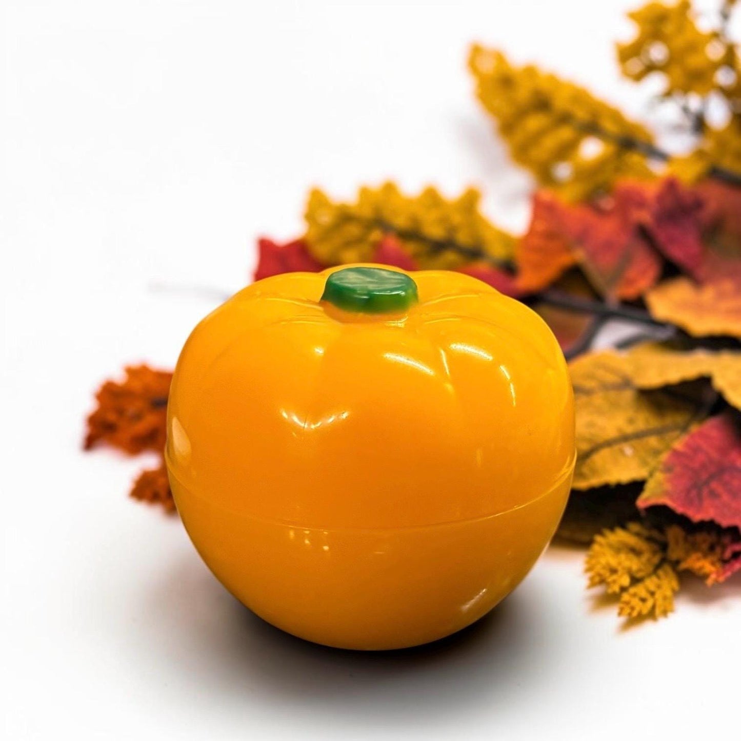 Pumpkin flavored, shaped novelty lip balm, vegan shea butter lip balm