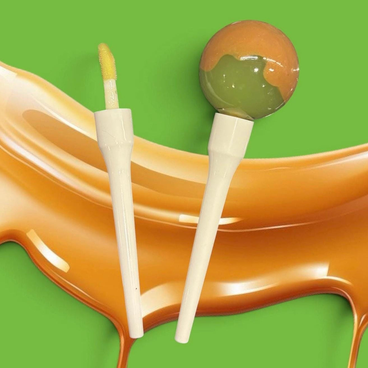 Caramel Apple flavored lollipop shaped novelty lip gloss, halloween fall lip gloss