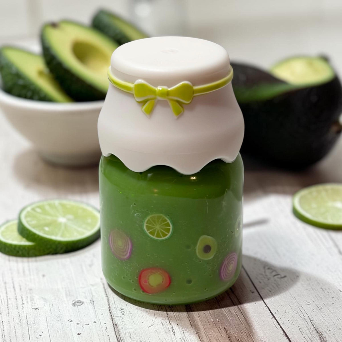 Avocado and lime flavored guacamole lip gloss, savory novelty, lip gloss/gag gift