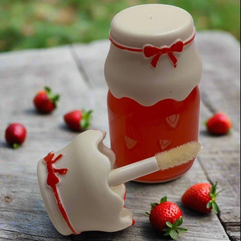 strawberry Jam Jelly Jar novelty shaped lip gloss